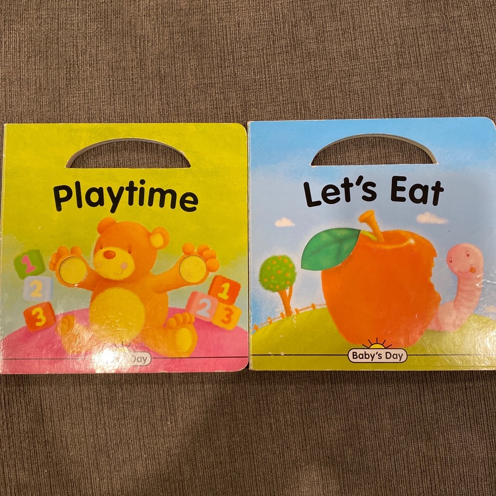 Lot Of 2 Baby’s Day Board Books - Playtime & Let’s Eat kids baby book babies